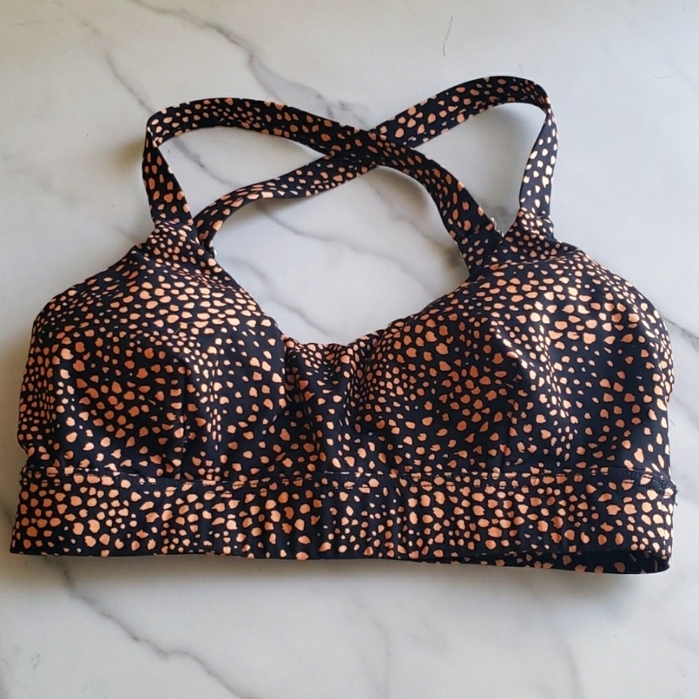 Seafolly Safari Spot Black Active Crop Top Sports Bra Size XS NWOT